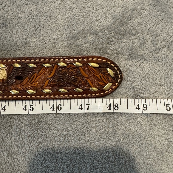 Cowhide Brown Western Style Belt Made in USA - Picture 3 of 7